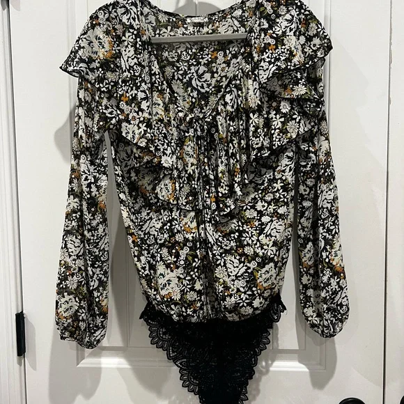 INTIMATELY FREE PEOPLE Say It To Me Bodysuit in Black Multi Floral // XS - Picture 4 of 9
